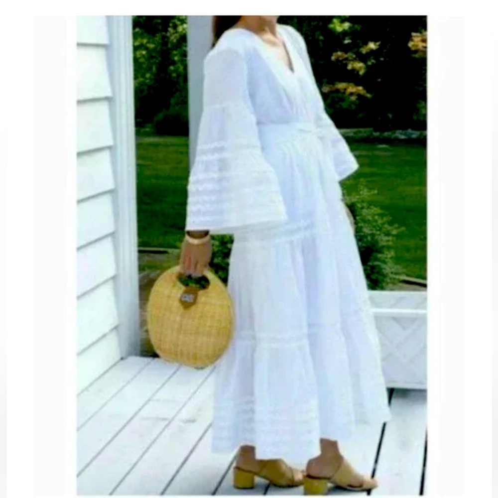 Lisa Marie Fernandez Target Maxi Tiered Flare Sleeves White Dress Size XS